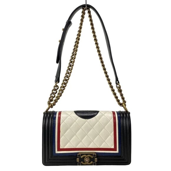 CHANEL Boy Chanel / Matelasse Black White Multi Leather Shoulder Bag - Picture 1 of 16